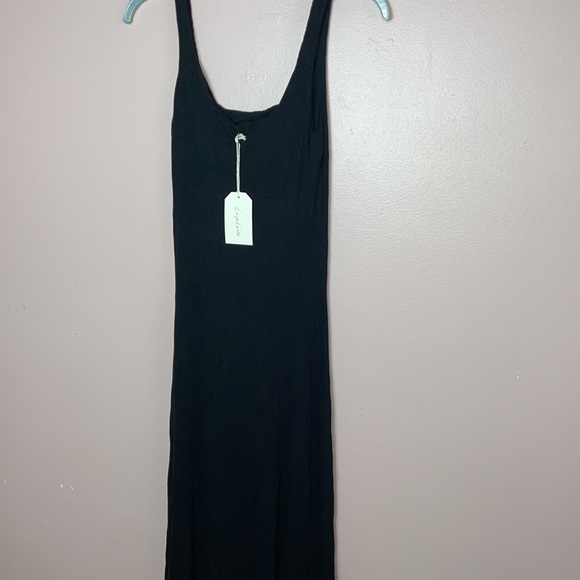 Enza Costa Rib Silk Square Neck A Line Midi Dress - Picture 3 of 5